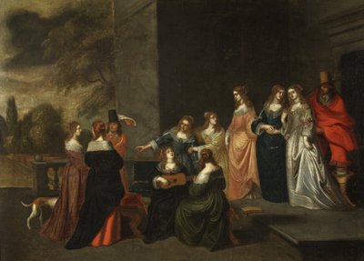 テラスに立つ人々」1640年頃（油彩・キャンバス 作： Christoffel Jacobsz van der Lamen
