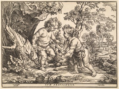 子羊と遊ぶ幼子キリストと聖ヨハネ 作： Christoffel Jegher after Sir Peter Paul Rubens