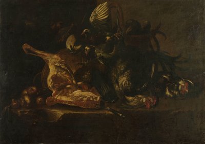 肉と死んだ鳥のある静物 作： Christoffel Puytlinck