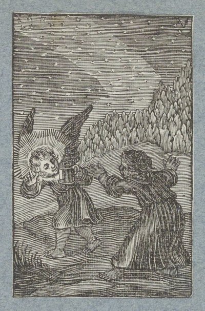 ランタンを持つ天使が子供に道を示す ピア・デシデリア（シリーズタイトル） 作： Christoffel van Sichem (II)