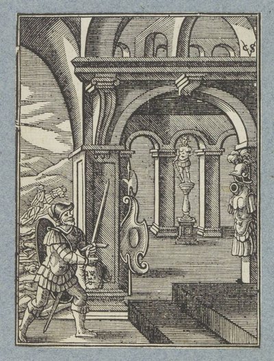 サウルの首がペリシテ人の神殿に運ばれる 作： Christoffel van Sichem (II)