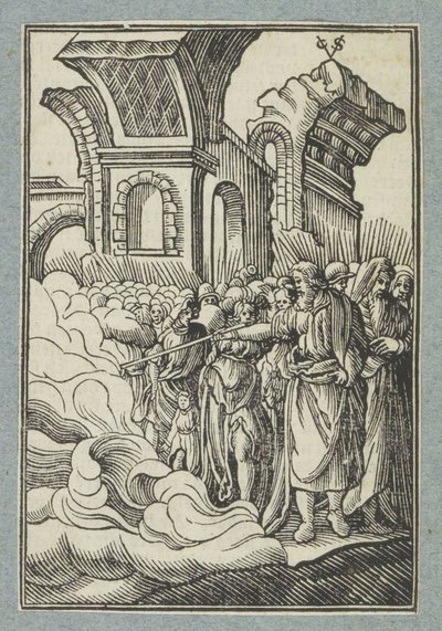 モーセは杖で水を割る 作： Christoffel van Sichem (II)