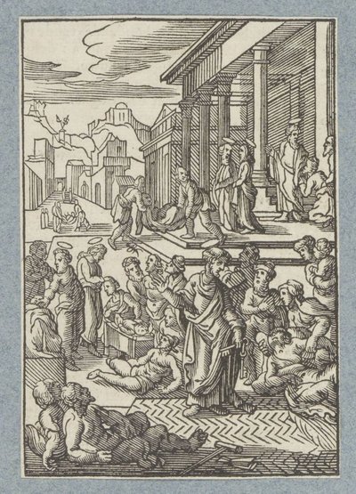 ピーターは彼の影で病人を癒します 作： Christoffel van Sichem (II)