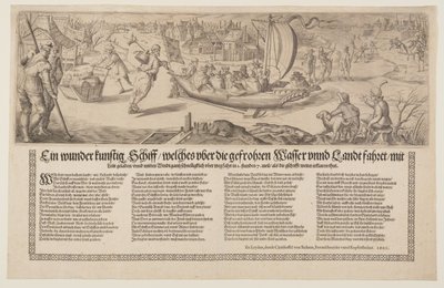 氷上を航行するはしけのあるブロードサイド 作： Christoffel van Sichem I