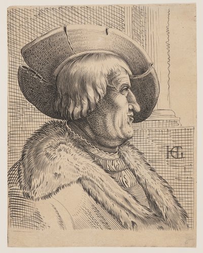 横顔の老人の幻想的な肖像 作： Christoffel van Sichem I