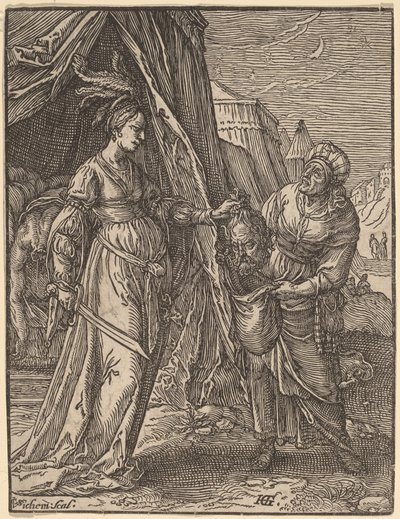 ホロフェルネスの首を持つジュディス 作： Christoffel van Sichem I, after Hendrik Goltzius