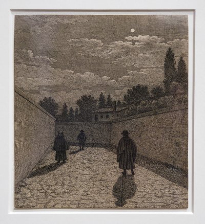 道の月光、線遠近法のための挿絵、テーブルIV 1838-40（エッチング） 作： Christoffer-Wilhelm Eckersberg