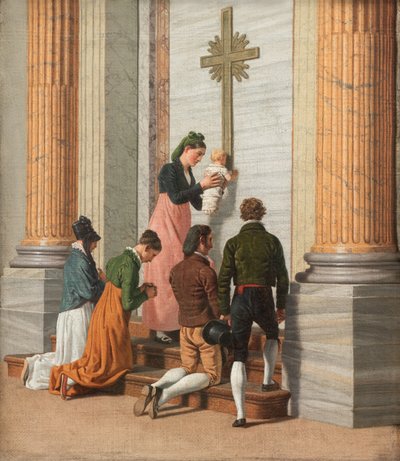 サン・ピエトロ大聖堂の聖なる扉による献身 1814年頃 油彩・カンヴァス 作： Christoffer Wilhelm Eckersberg