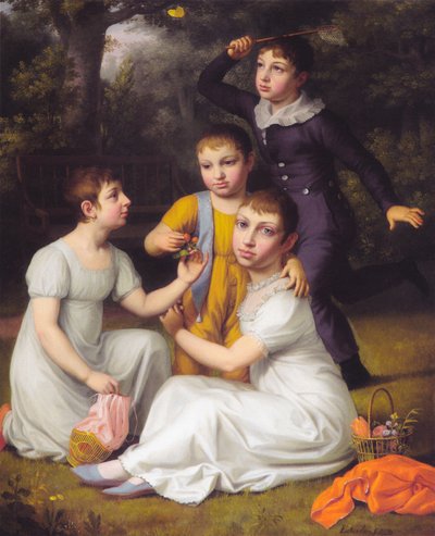 フンメルトフテにあるヨハネス・ソボッカーの4人の長男の肖像画。 作： Christoffer Wilhelm Eckersberg