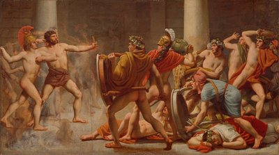 ペネロペの求婚者に対するユリシーズの復讐。 作： クリストファー・ヴィルヘルム・エッカースバーグ