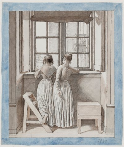アーティストのスタジオの窓際 作： Christoffer Wilhelm Eckersberg