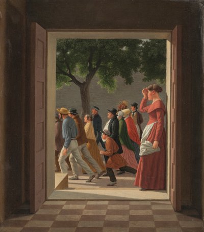 ドア越しに見るランニングフィギュア 作： Christoffer Wilhelm Eckersberg