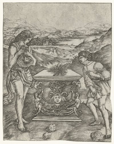 カインとアベルは祭壇に子羊をささげる 作： Christoforo di Michele Robetta