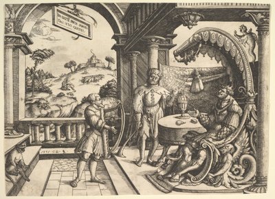 サウルの前でハープを弾くダビデ、1531年。 作： Christoph Bockstorffer