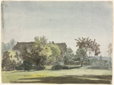 木の後ろの農家、c。 1790年。 作： Christoph Nathe