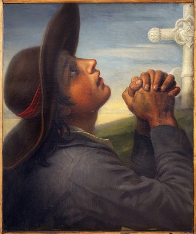 農民の頭が売れた。トマ・デジョルジュ（1786-1854）の絵画、油彩・キャンバス、1830年頃、「ボンシャンの死」のための習作。フランス美術 作： Christophe Thomas Degeorge