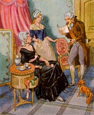 Dichtervorlesung Im Boudoir／ブードワールでの詩の朗読（カラーリトグラフ） 作： Christophe (1856 1945)