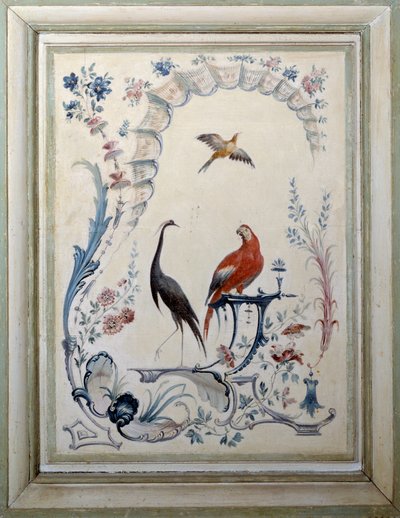 シャン・シュル・マルヌのシャトーの大きな居間の鳥の標識。クリストフ・ユエ（1700-1759）による絵画 作： Christophe Huet