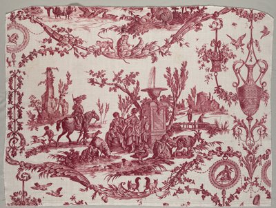 銅版印刷された綿の断片、c。 1789年。 作： Christophe Philippe Oberkampf