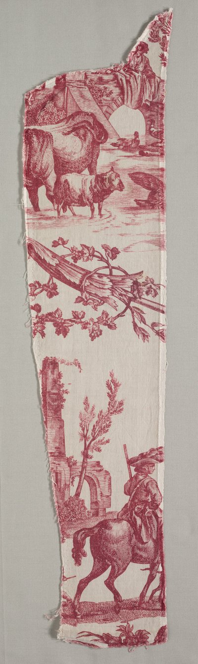 銅版印刷された綿の断片、c。 1789年。 作： Christophe Philippe Oberkampf