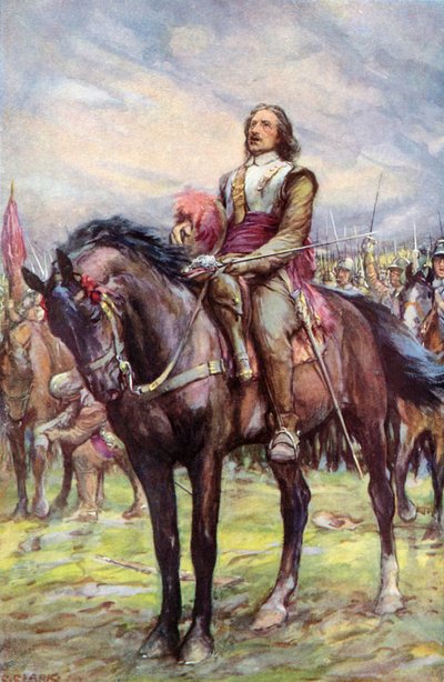 戦いの前に神のサポートを呼びかけるオリバー・クロムウェル 作： Christopher Clark