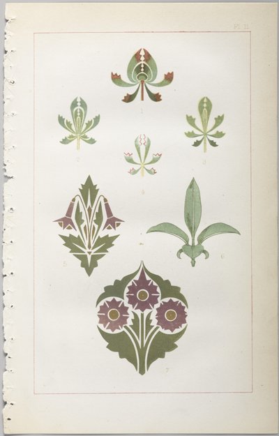 装飾デザインの芸術：付録付き、花が開く日の時間を示す、Day＆Son、ロンドン、1862年発行 作： Christopher Dresser