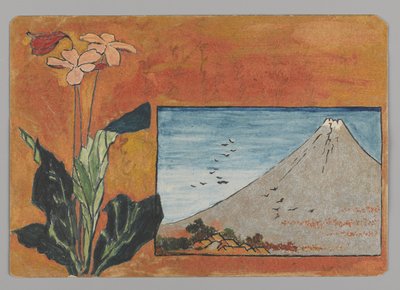 花と富士（紙にトイレ） 作： Christopher Grant La Farge