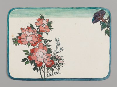 菊と朝顔の小さなカード、1880年頃。水彩 作： Christopher Grant La Farge