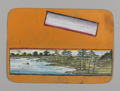 風景を描いた小さなカード 1880年頃水彩、墨、メタリック・ペイント 作： Christopher Grant La Farge