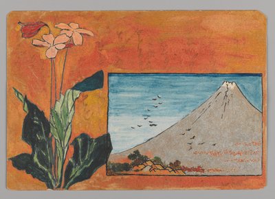 富士山と花の小さなカード 作： Christopher Grant La Farge