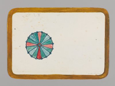 様式化された菊の小さなカード、1880年頃。水彩、墨、メタリック・ペイント 作： Christopher Grant La Farge
