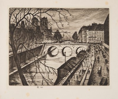 ノートルダム、パリの岸壁、パブ。 1931年。 作： Christopher Richard Wynne Nevinson