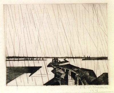 イサーの洪水溝、1916年（ドライポイント） 作： Christopher Richard Wynne Nevinson