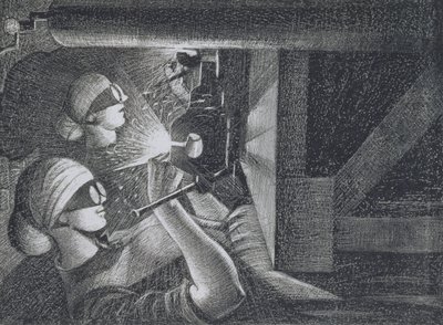 アセチレン溶接機、1917年（エッチングとドライポイント） 作： Christopher Richard Wynne Nevinson
