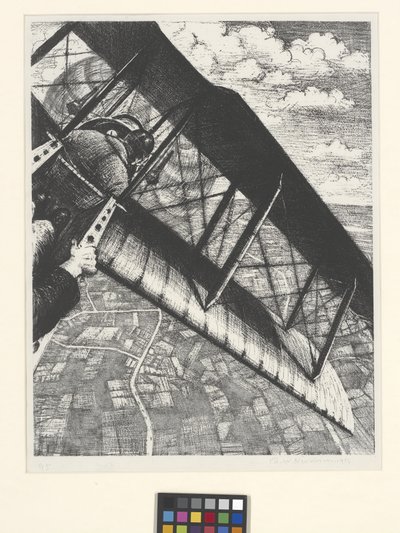 Lentokoneen rakentaminen: 4 000 jalan korkeus (litografia) 作： Christopher Richard Wynne Nevinson