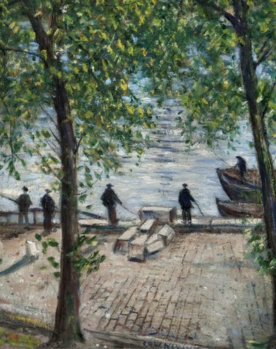 セーヌ川の漁師、1939 作： Christopher Richard Wynne Nevinson