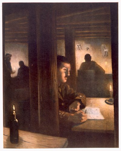 旅団本部内、正面のイギリス人アーティスト、西部戦線の続き、1918 作： Christopher Richard Wynne Nevinson