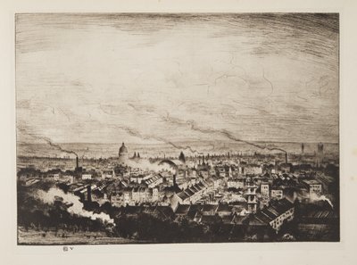 パーラメント・ヒルから見たロンドン 1923年（エッチング） 作： Christopher Richard Wynne Nevinson