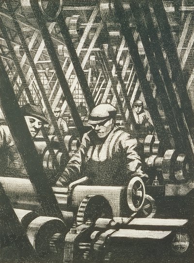エンジンの作成、1917年（エッチングとドライポイント） 作： Christopher Richard Wynne Nevinson