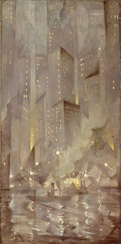 夜のニューヨーク、1922年 作： Christopher Richard Wynne Nevinson