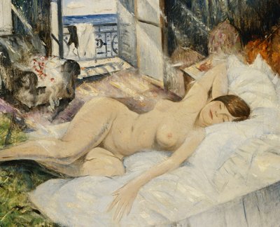 ベッドの上のヌード、南フランス、 作： Christopher Richard Wynne Nevinson