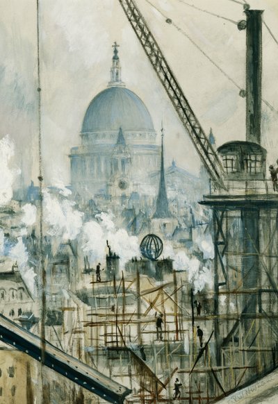 セントポールは、フリートストリートの電信ビルから、 作： Christopher Richard Wynne Nevinson
