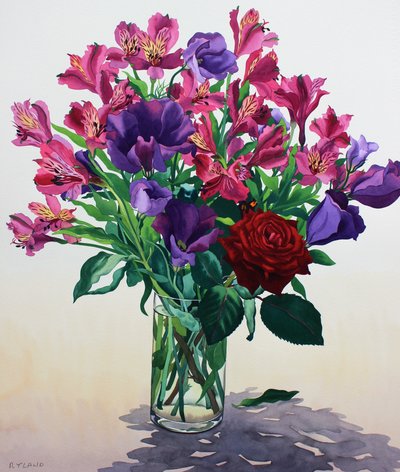 赤いバラの花（紙に水彩） 作： Christopher Ryland