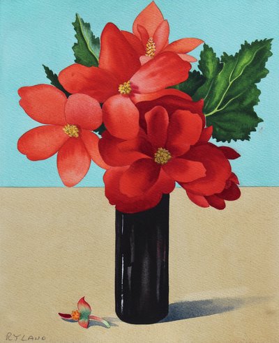 赤いベゴニア（水彩・紙 作： Christopher Ryland