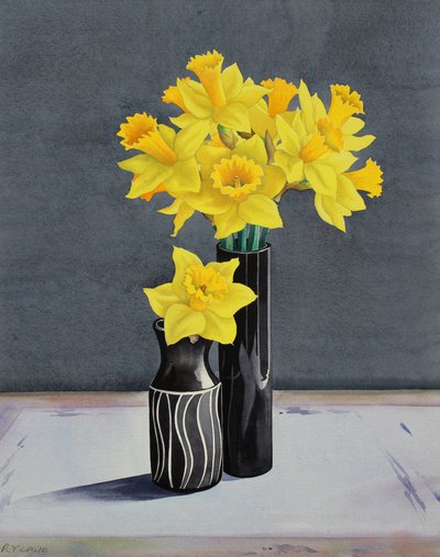 水仙の静物画（紙に水彩画 作： Christopher Ryland