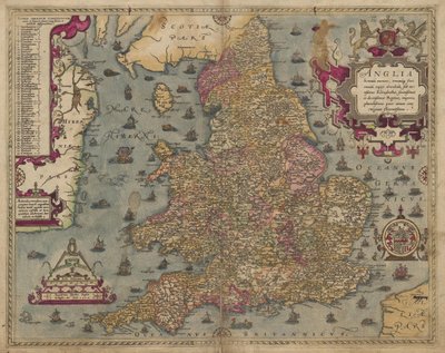 アングリア：イングランドとウェールズ、1579 作： Christopher Saxton