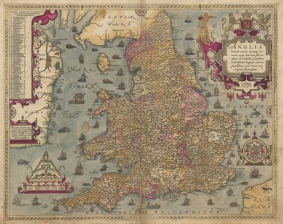 アングリア：イングランドとウェールズ。 1579 作： Christopher Saxton