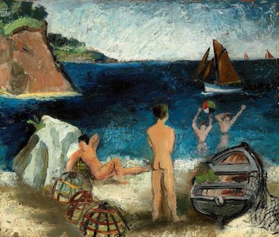 海沿いの入浴者、トレブール 作： Christopher Wood
