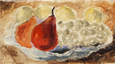 貝と皿と果物」1922年頃（板に油彩 作： Christopher Wood