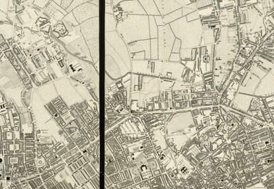 ペントンヴィル周辺の詳細（1824年に実際に測量されたロンドンの地図より 作： Christopher and John (fl.1821 40) Greenwood